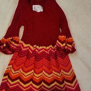 Girls knit 3/4 length sleeve dress
